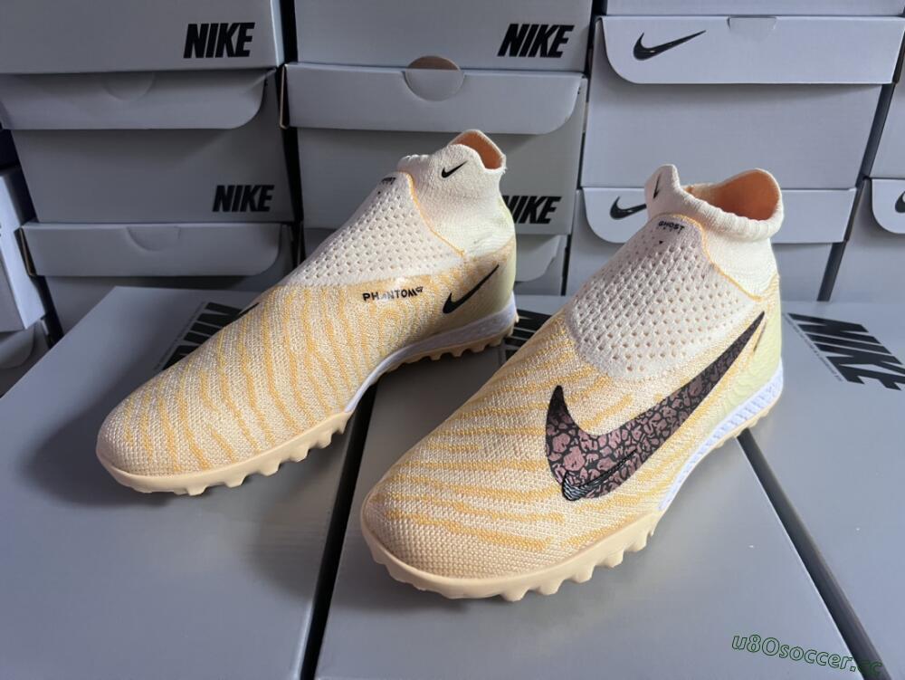 Unisex Nike Phantom GX Elite DF Link TF Artificial Turf High-Tops Football Shoes - Yellow/Black/Brown