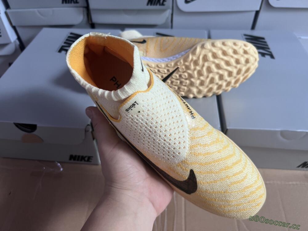 Unisex Nike Phantom GX Elite DF Link TF Artificial Turf High-Tops Football Shoes - Yellow/Black/Brown