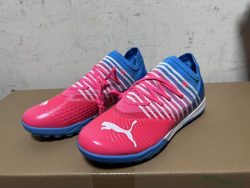 Men's Puma Future Z 1.3 Instinct TF Artificial Turf Low-Tops Football Shoes - Pink/Blue/White