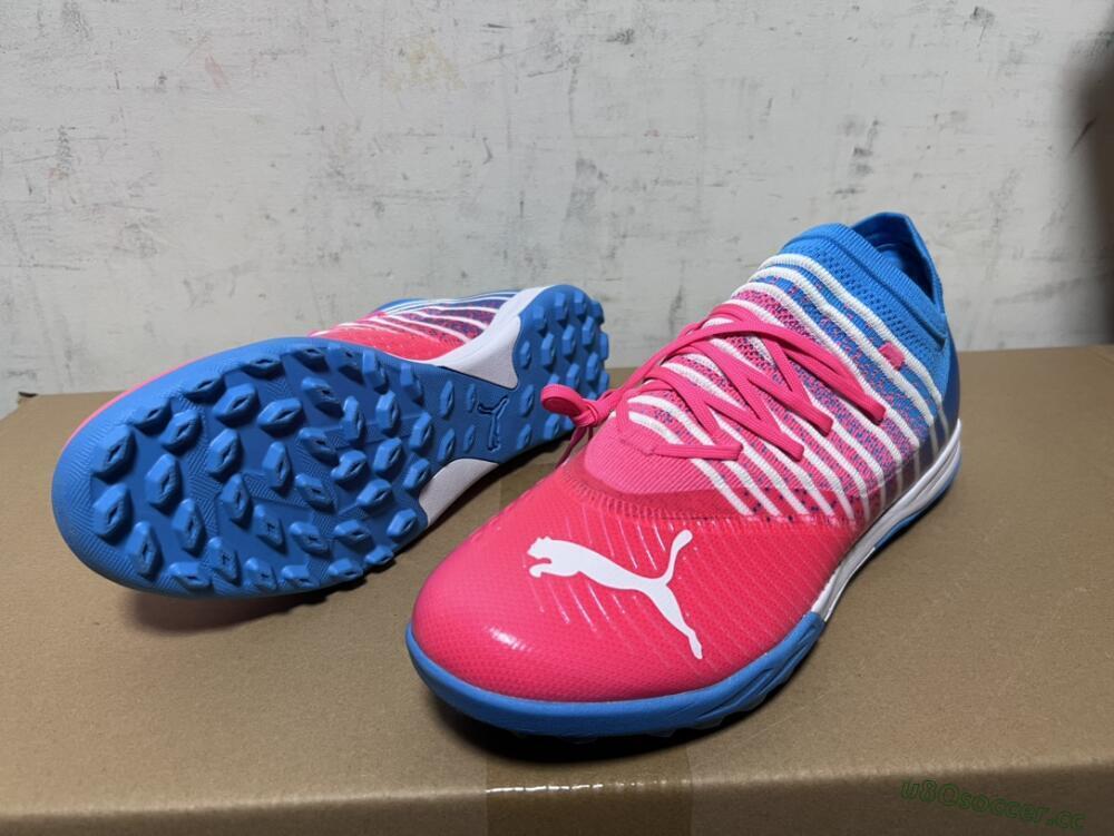 Men's Puma Future Z 1.3 Instinct TF Artificial Turf Low-Tops Football Shoes - Pink/Blue/White