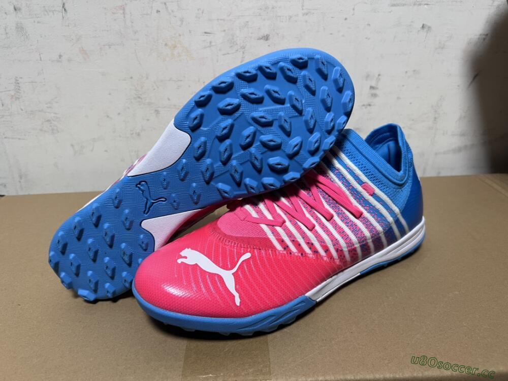Men's Puma Future Z 1.3 Instinct TF Artificial Turf Low-Tops Football Shoes - Pink/Blue/White