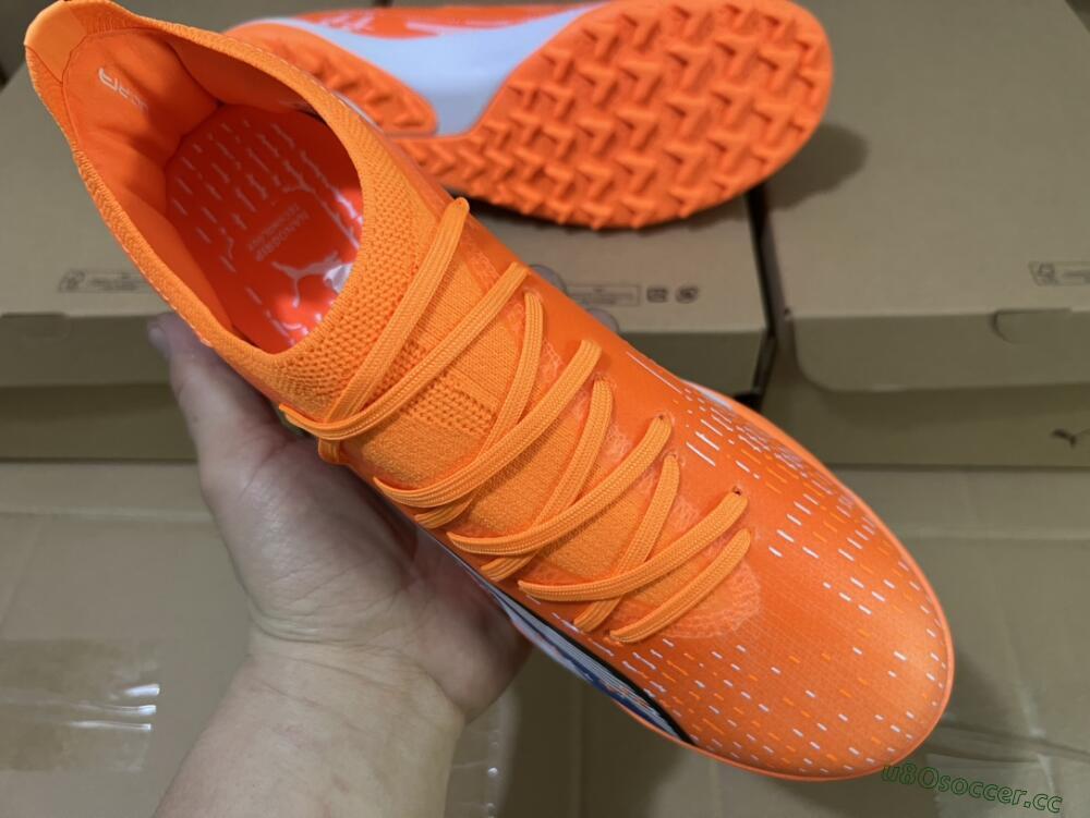 Men's Puma Ultra Ultimate TF Artificial Turf Low-Tops Football Shoes - Orange/White/Blue