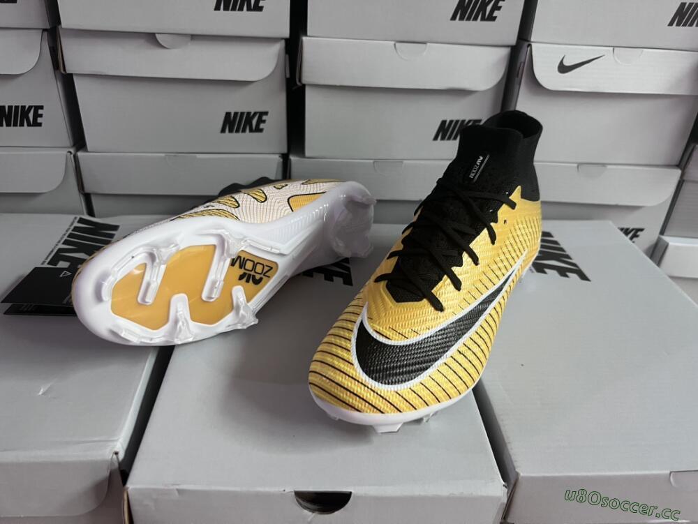 Men's Nike Air Zoom Mercurial Superfly 9 Elite FG Firm Ground High-Tops Football Boots - Yellow/Black/White