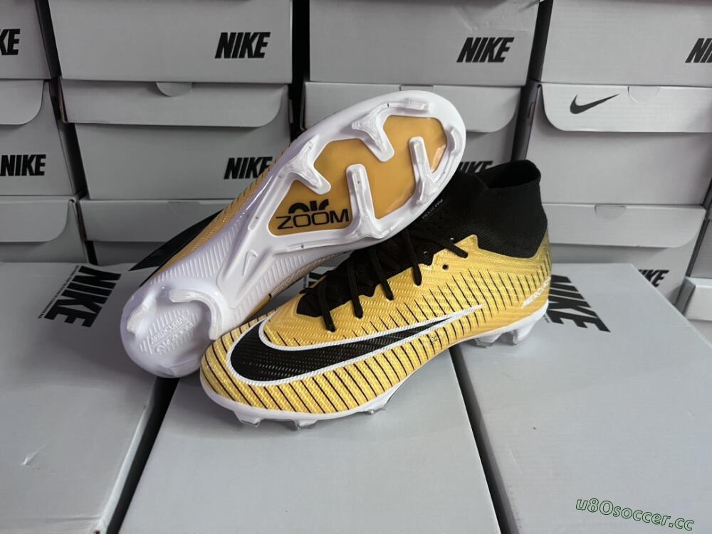 Men's Nike Air Zoom Mercurial Superfly 9 Elite FG Firm Ground High-Tops Football Boots - Yellow/Black/White