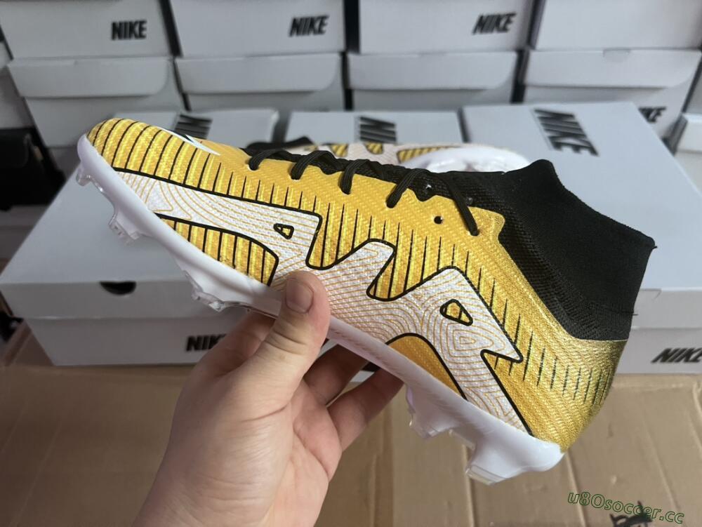 Men's Nike Air Zoom Mercurial Superfly 9 Elite FG Firm Ground High-Tops Football Boots - Yellow/Black/White