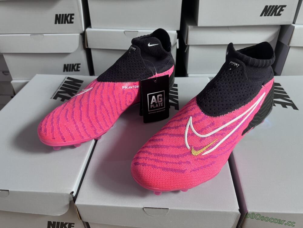 Men's Nike Phantom GX Elite DF AG Artificial Grass High-Tops Football Boots - Pink/White/Black