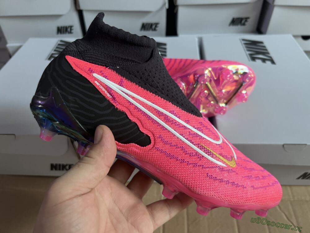 Men's Nike Phantom GX Elite DF AG Artificial Grass High-Tops Football Boots - Pink/White/Black