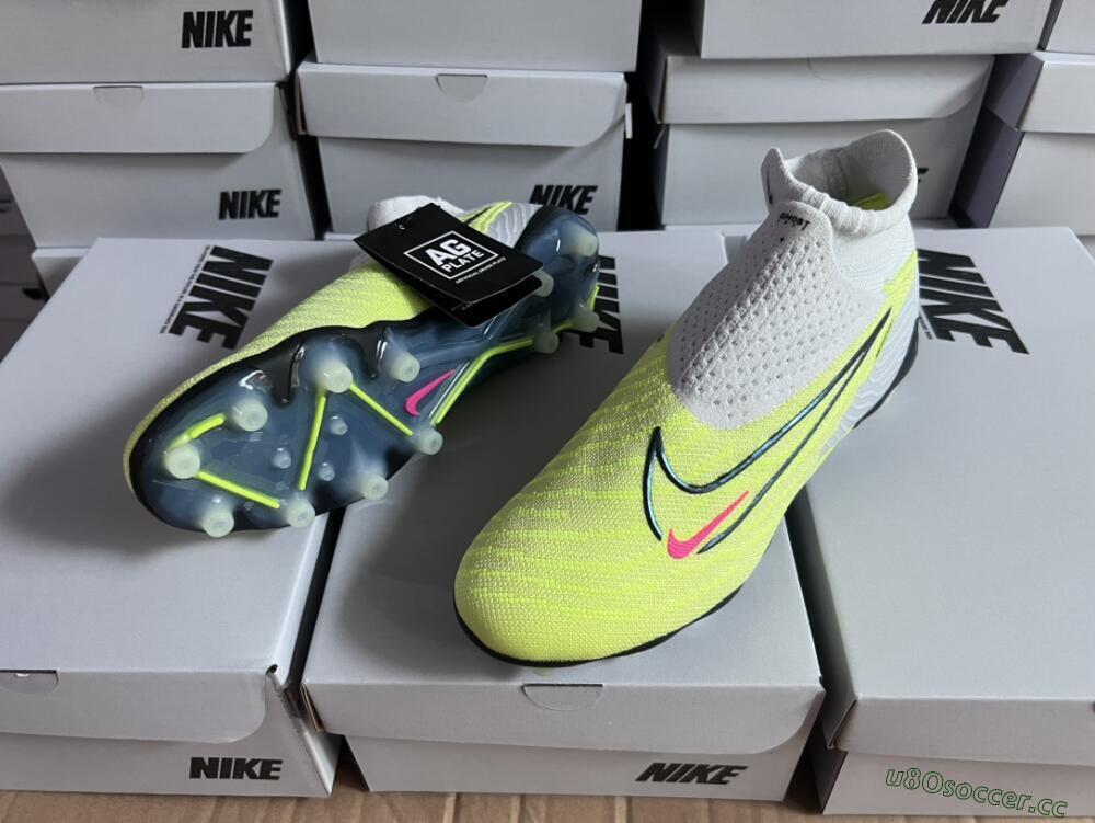 Men's Nike Phantom GX Elite DF AG Artificial Grass High-Tops Football Boots - Green/Blue/White