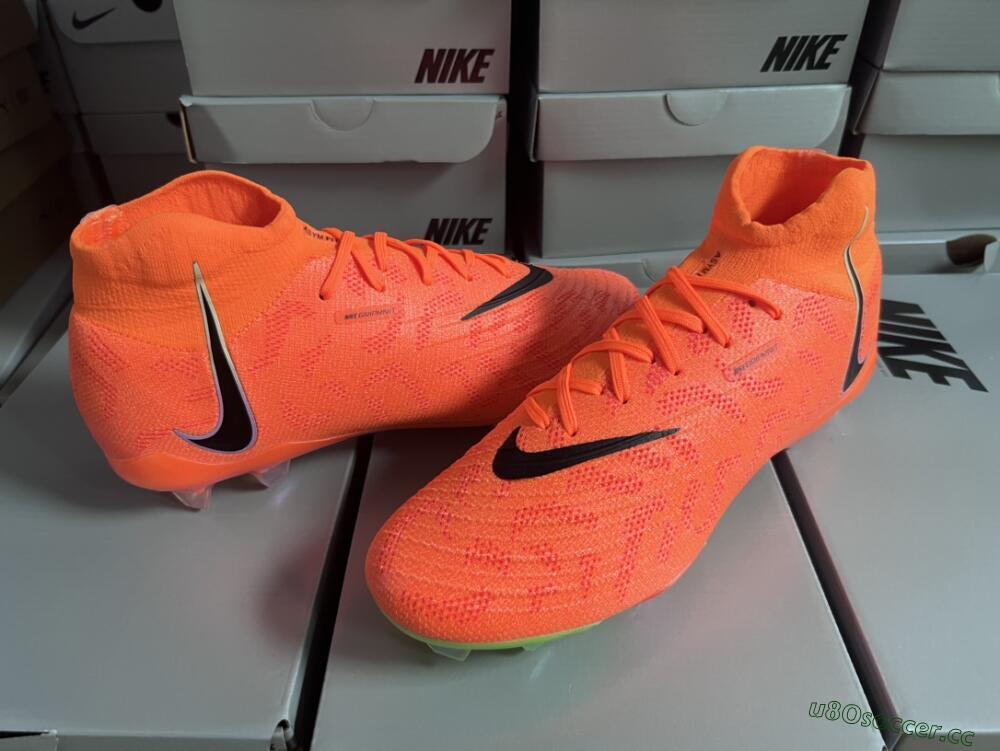 Men's Nike Phantom Luna Elite FG Firm Ground High-Tops Football Boots - Orange/Black/Green
