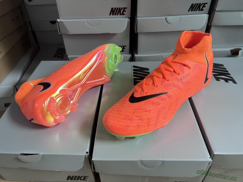 Men's Nike Phantom Luna Elite FG Firm Ground High-Tops Football Boots - Orange/Black/Green