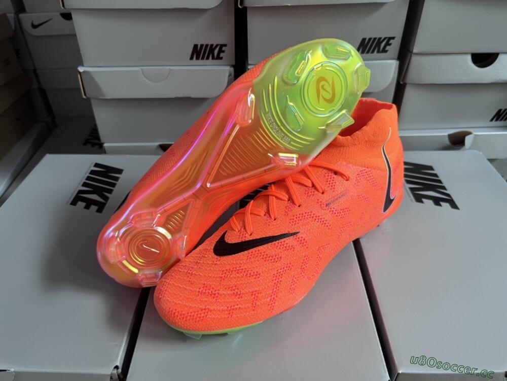 Men's Nike Phantom Luna Elite FG Firm Ground High-Tops Football Boots - Orange/Black/Green