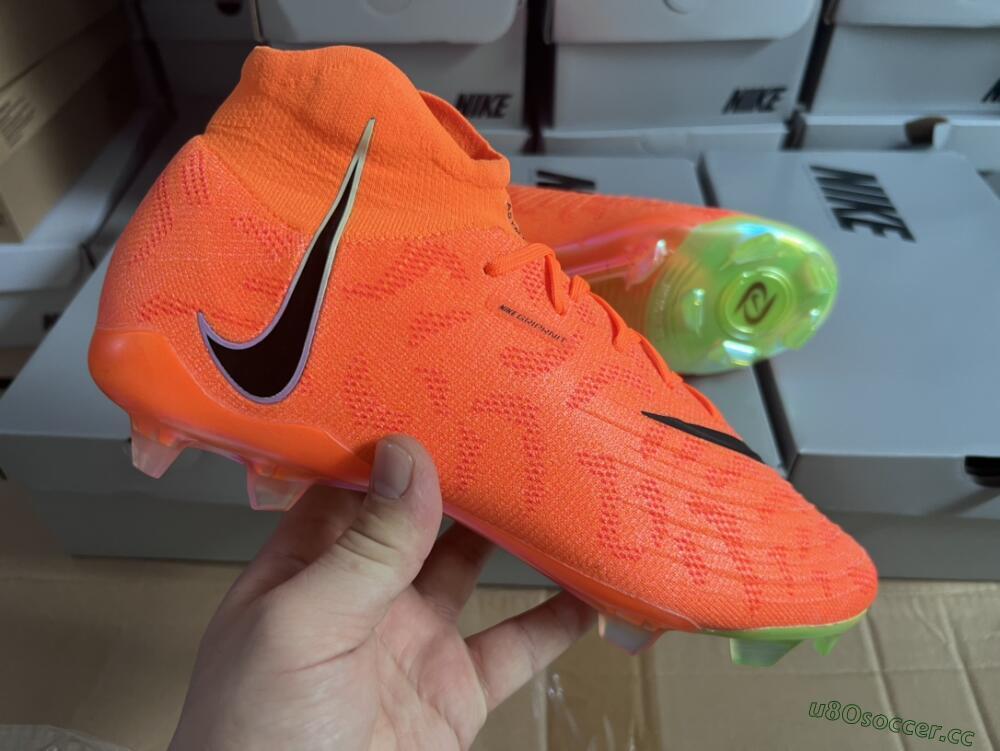 Men's Nike Phantom Luna Elite FG Firm Ground High-Tops Football Boots - Orange/Black/Green