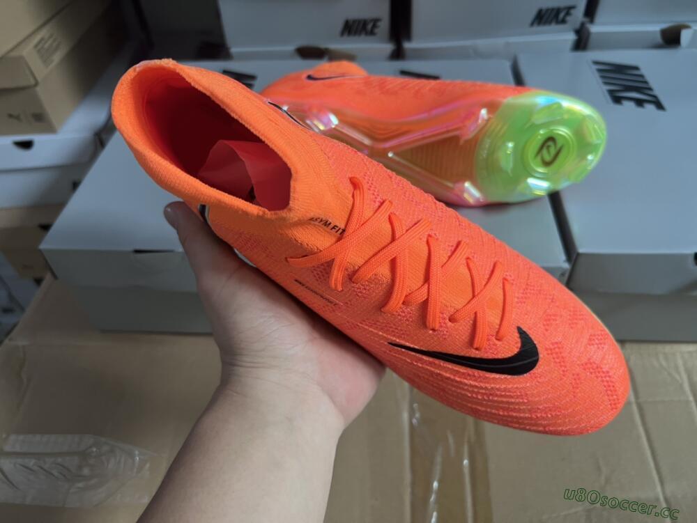 Men's Nike Phantom Luna Elite FG Firm Ground High-Tops Football Boots - Orange/Black/Green
