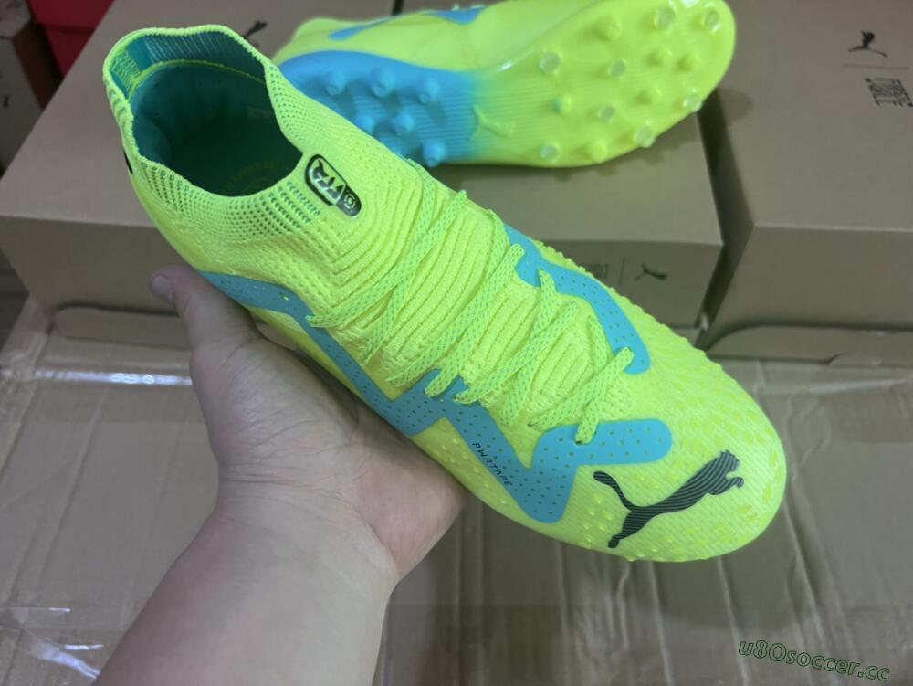 Men's Puma Future Ultimate MG Multi Ground Low-Tops Football Boots - Yellow/Blue