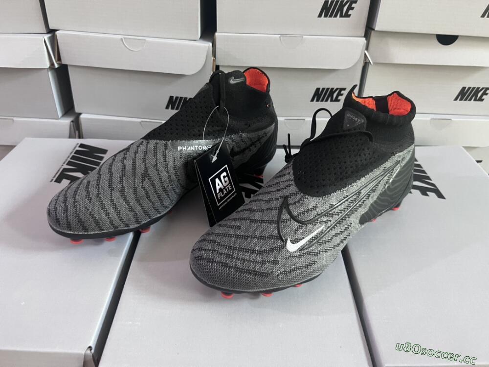 Men's Nike Phantom GX Elite DF AG Artificial Grass High-Tops Football Boots - Black/Grey/White