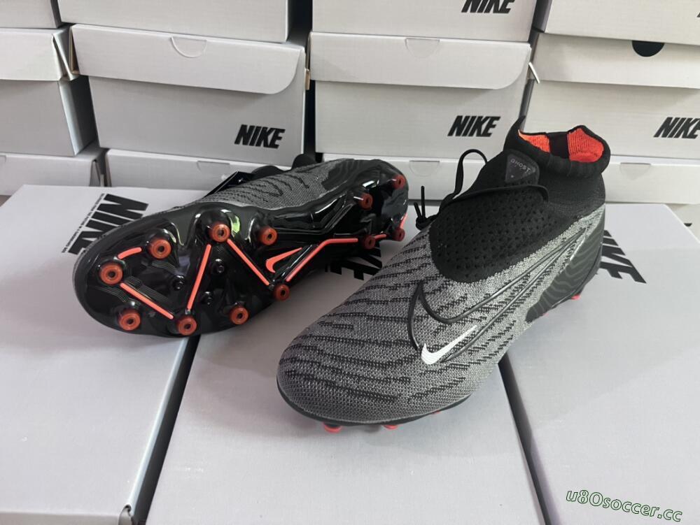 Men's Nike Phantom GX Elite DF AG Artificial Grass High-Tops Football Boots - Black/Grey/White