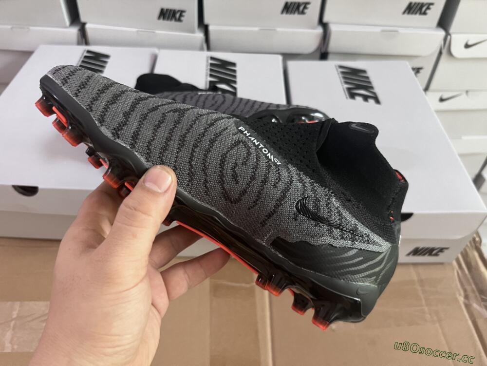 Men's Nike Phantom GX Elite DF AG Artificial Grass High-Tops Football Boots - Black/Grey/White