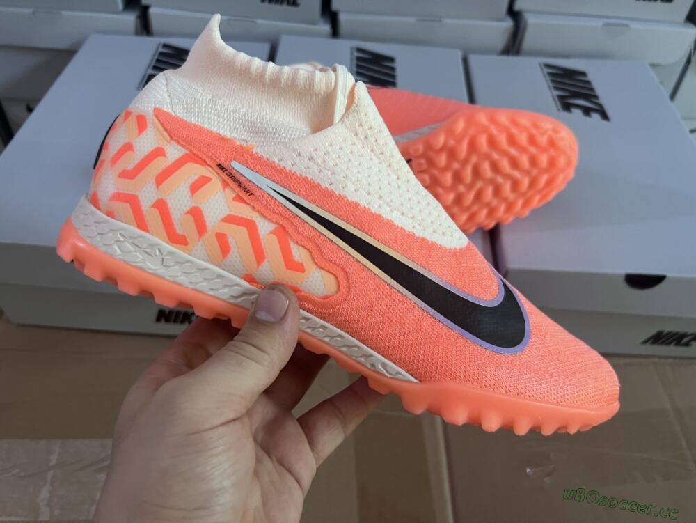 Unisex Nike Phantom GX Elite DF Link TF Artificial Turf High-Tops Football Shoes - Orange/Black/Pink