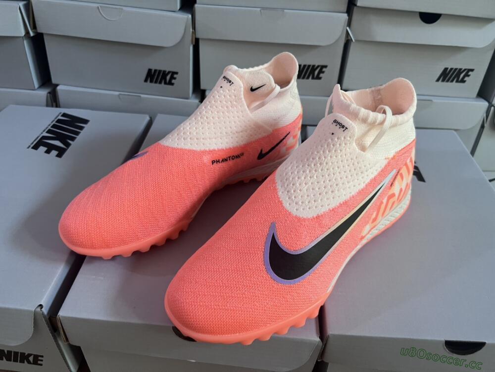 Unisex Nike Phantom GX Elite DF Link TF Artificial Turf High-Tops Football Shoes - Orange/Black/Pink