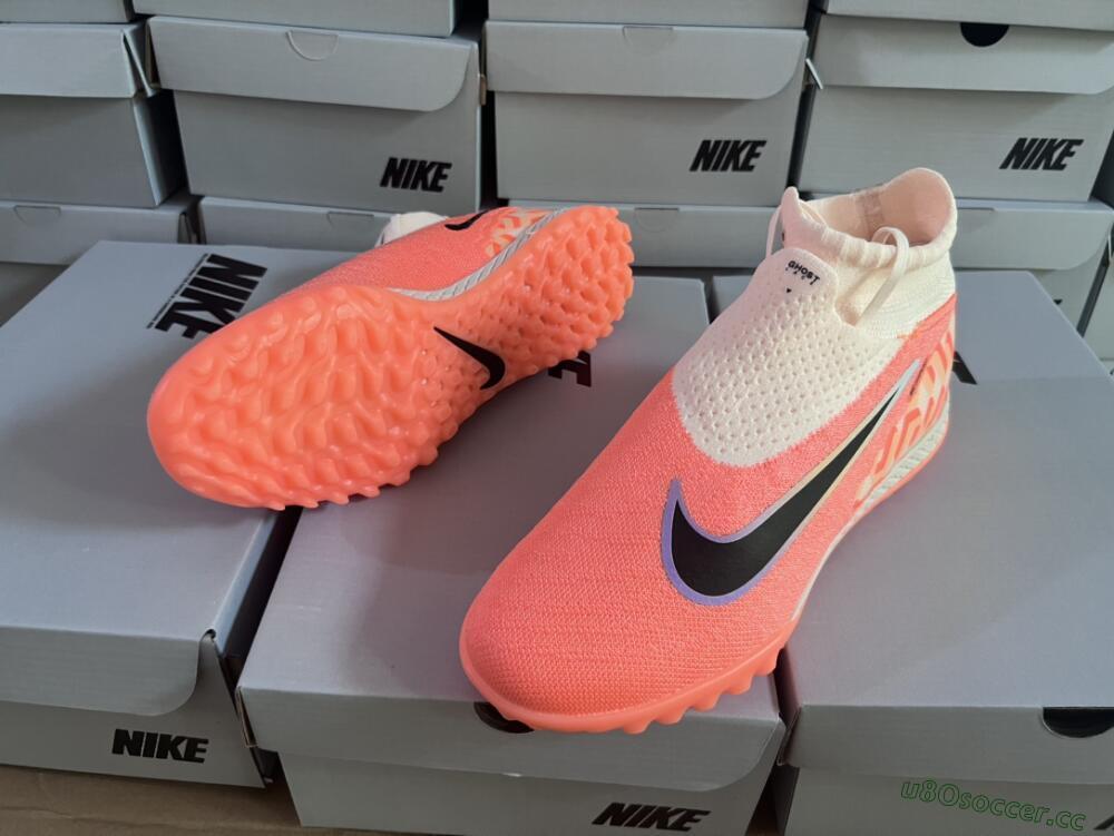 Unisex Nike Phantom GX Elite DF Link TF Artificial Turf High-Tops Football Shoes - Orange/Black/Pink