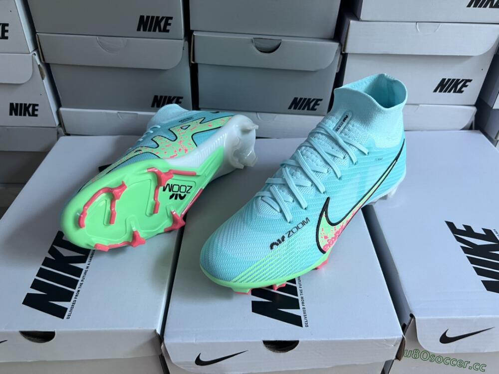 Men's Nike Air Zoom Mercurial Superfly 9 Elite FG Firm Ground High-Tops Football Boots - Blue/Green/Black