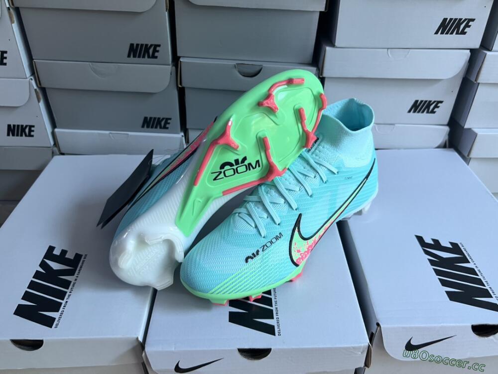 Men's Nike Air Zoom Mercurial Superfly 9 Elite FG Firm Ground High-Tops Football Boots - Blue/Green/Black