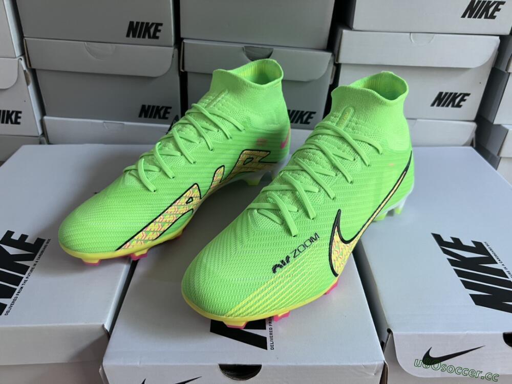 Men's Nike Air Zoom Mercurial Superfly 9 Elite FG Firm Ground High-Tops Football Boots - Green/Yellow/Black