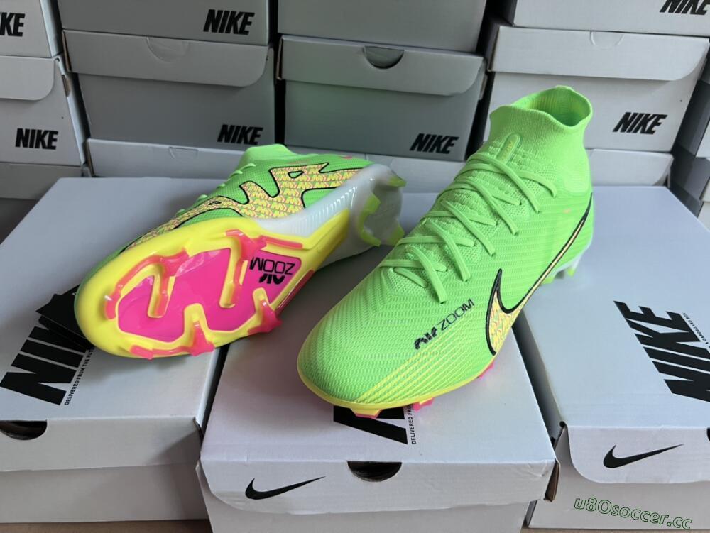 Men's Nike Air Zoom Mercurial Superfly 9 Elite FG Firm Ground High-Tops Football Boots - Green/Yellow/Black