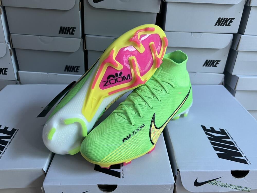 Men's Nike Air Zoom Mercurial Superfly 9 Elite FG Firm Ground High-Tops Football Boots - Green/Yellow/Black