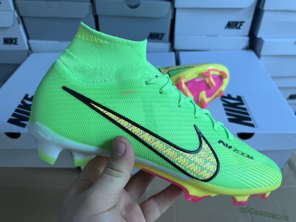 Men's Nike Air Zoom Mercurial Superfly 9 Elite FG Firm Ground High-Tops Football Boots - Green/Yellow/Black