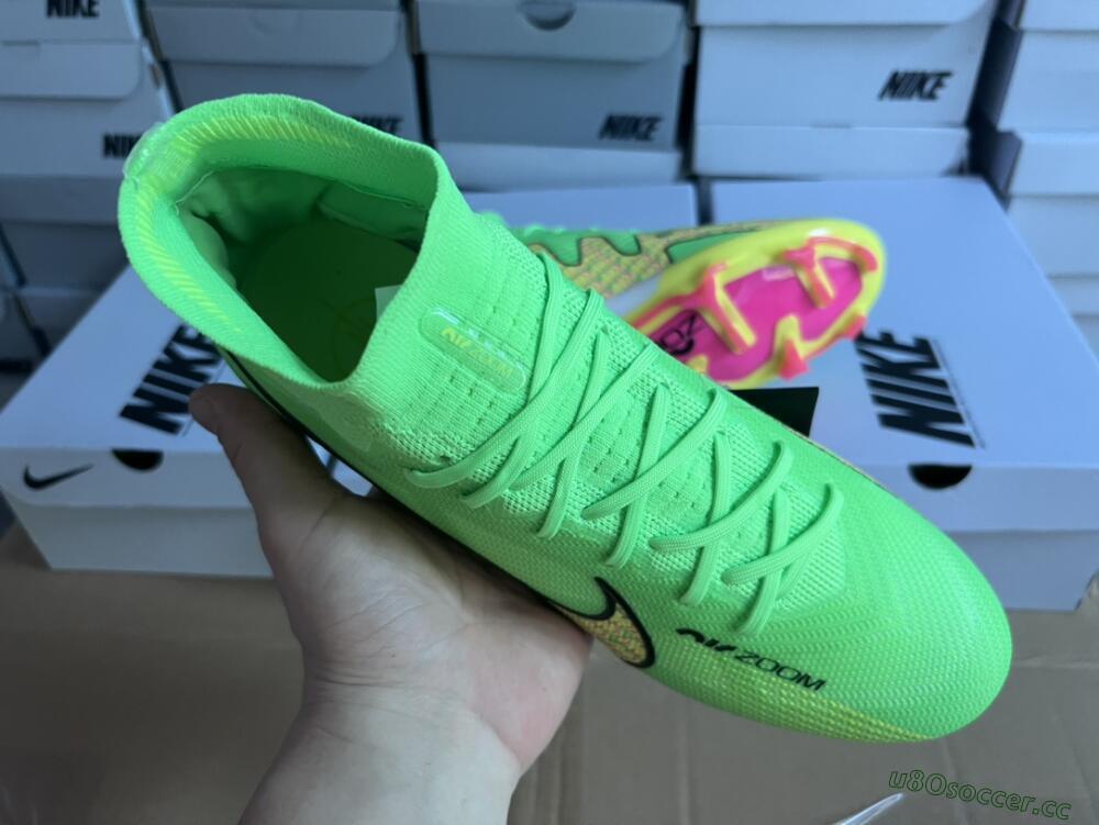 Men's Nike Air Zoom Mercurial Superfly 9 Elite FG Firm Ground High-Tops Football Boots - Green/Yellow/Black