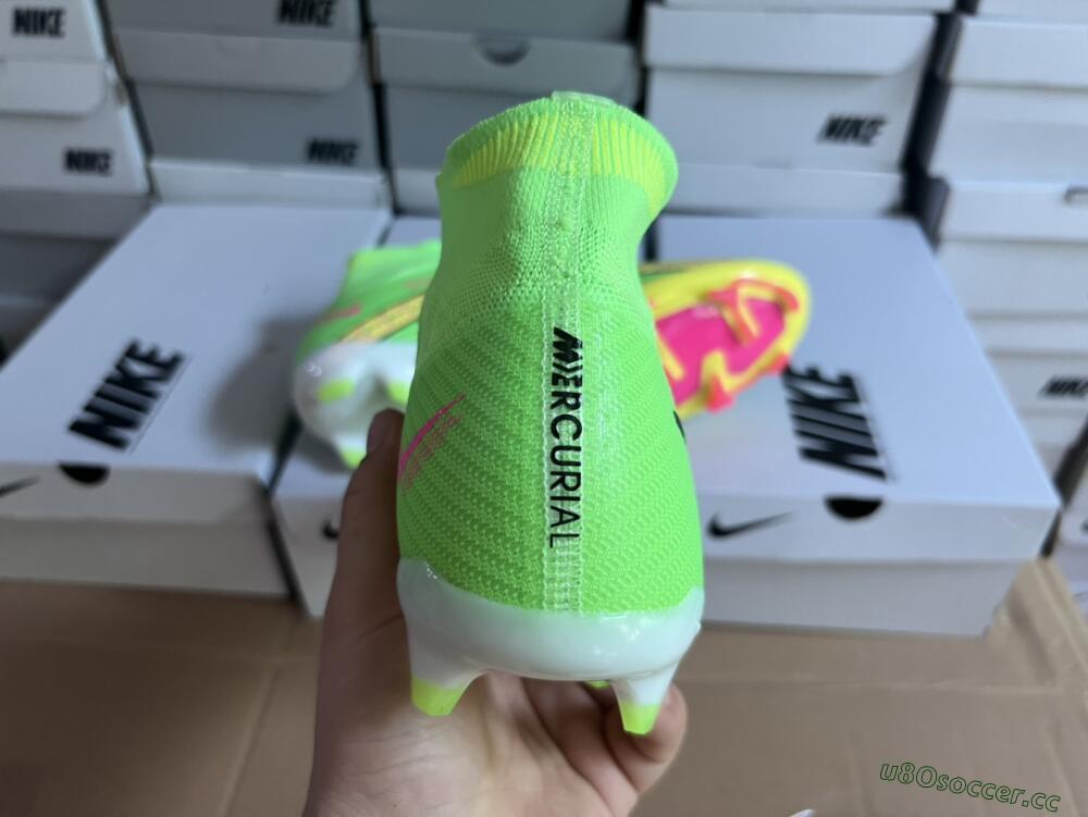 Men's Nike Air Zoom Mercurial Superfly 9 Elite FG Firm Ground High-Tops Football Boots - Green/Yellow/Black