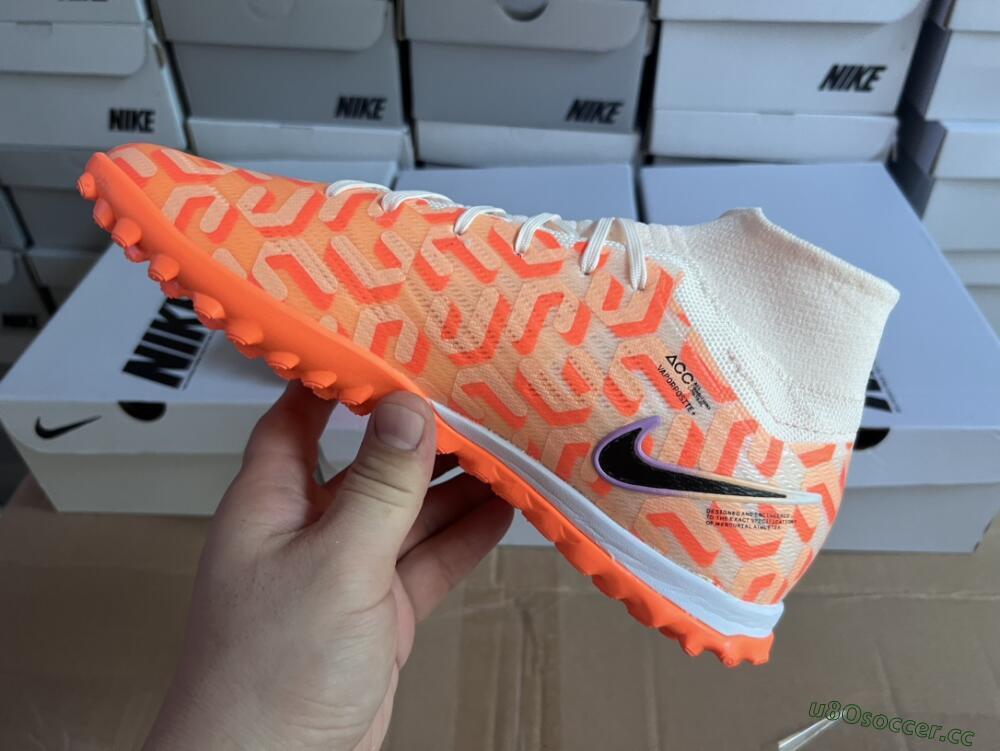Men's Nike Air Zoom Mercurial Superfly 9 Elite TF Artificial Turf High-Tops Football Shoes - Orange/White/Black