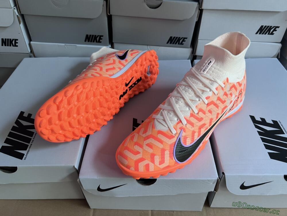 Men's Nike Air Zoom Mercurial Superfly 9 Elite TF Artificial Turf High-Tops Football Shoes - Orange/White/Black
