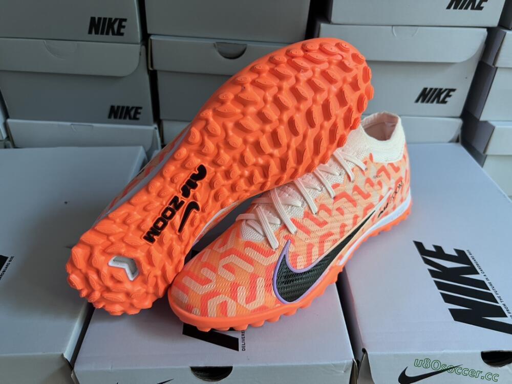 Men's Nike Air Zoom Mercurial Vapor 15 Elite TF Artificial Turf Low-Tops Football Shoes - Orange/White/Black