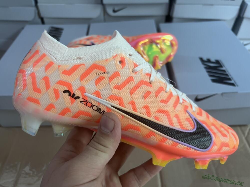 Unisex Nike Air Zoom Mercurial Vapor 15 Elite FG Firm Ground Low-Tops Football Boots - White/Orange/Black