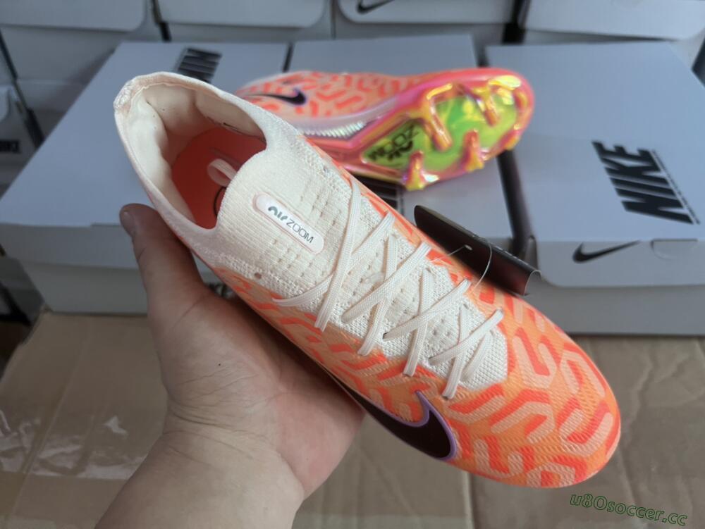 Unisex Nike Air Zoom Mercurial Vapor 15 Elite FG Firm Ground Low-Tops Football Boots - White/Orange/Black