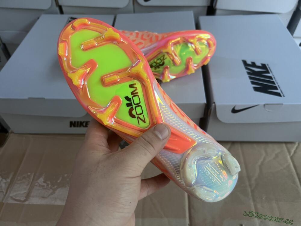 Unisex Nike Air Zoom Mercurial Vapor 15 Elite FG Firm Ground Low-Tops Football Boots - White/Orange/Black