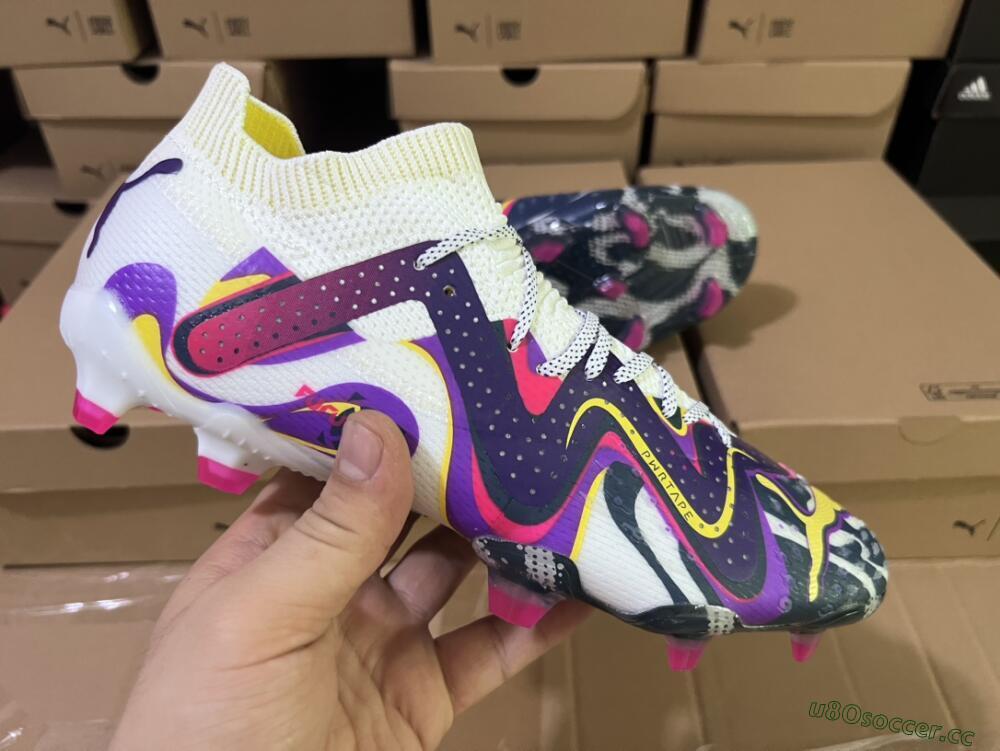 Men's Puma Future Ultimate FG Firm Ground Low-Tops Football Boots - White/Rainbow