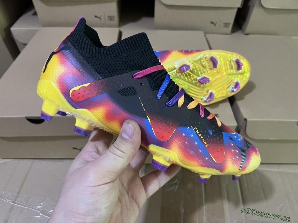 Men's Puma Future Ultimate FG Firm Ground Low-Tops Football Boots - Black/Purple/Yellow