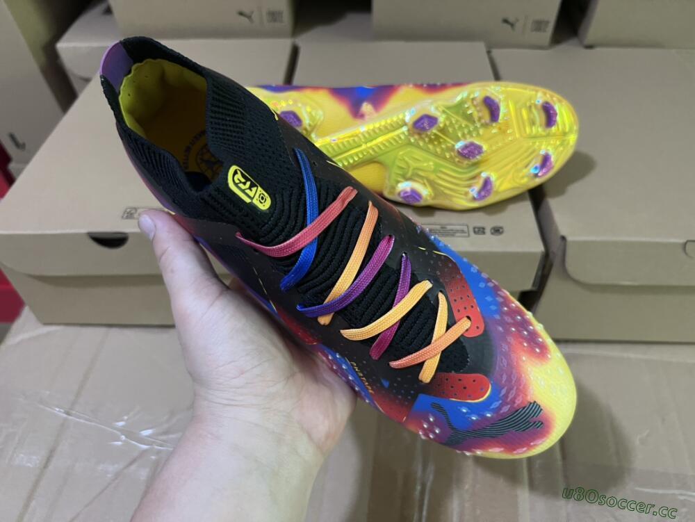 Men's Puma Future Ultimate FG Firm Ground Low-Tops Football Boots - Black/Purple/Yellow