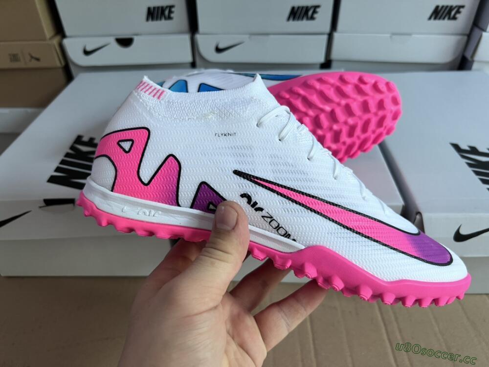 Unisex Nike Mercurial Vapor 15 Elite TF Artificial Turf Low-Tops Football Shoes - White/Pink