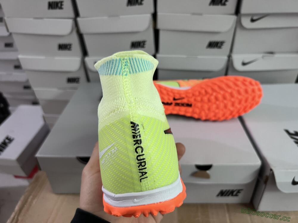 Men's Nike Air Zoom Mercurial Superfly 15 Elite TF Artificial Turf High-Tops Football Shoes - Yellow/Orange/Black