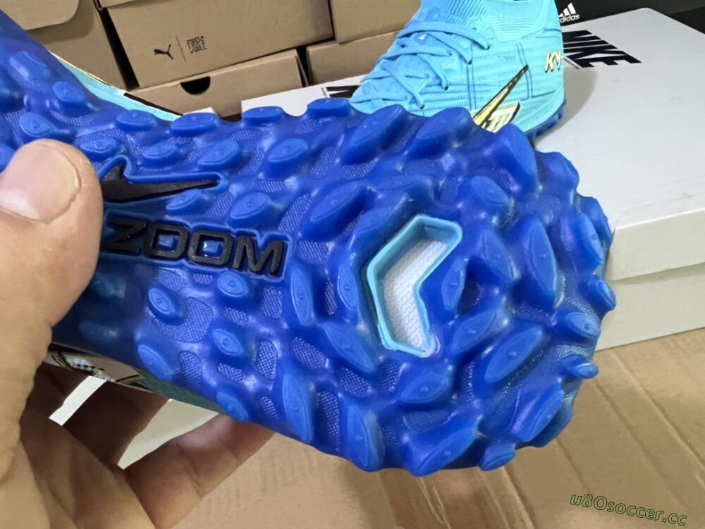 Men's Kylian Mbappe x Nike Air Zoom Mercurial Vapor 15 Elite TF Artificial Turf Low-Tops Football Shoes - Blue/Yellow/Black
