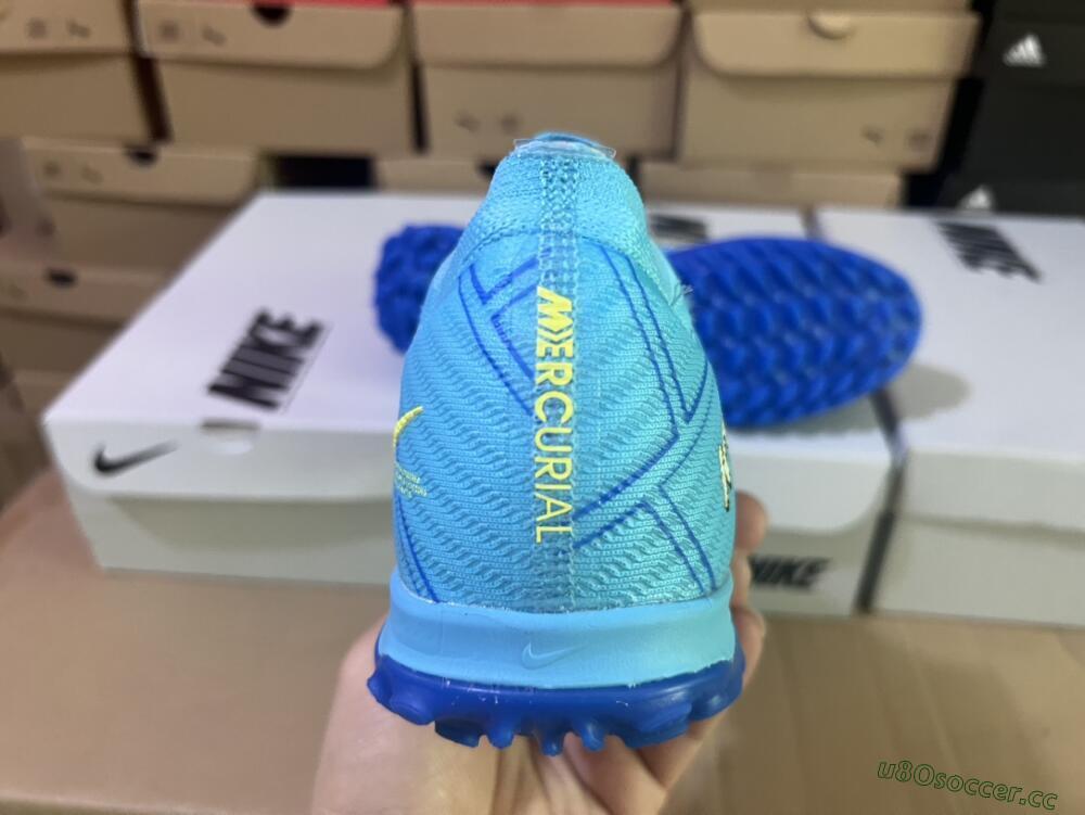 Men's Kylian Mbappe x Nike Air Zoom Mercurial Vapor 15 Elite TF Artificial Turf Low-Tops Football Shoes - Blue/Yellow/Black