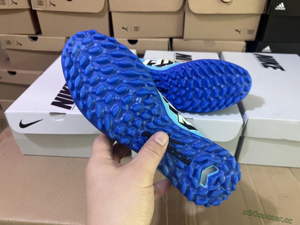Men's Kylian Mbappe x Nike Air Zoom Mercurial Vapor 15 Elite TF Artificial Turf Low-Tops Football Shoes - Blue/Yellow/Black
