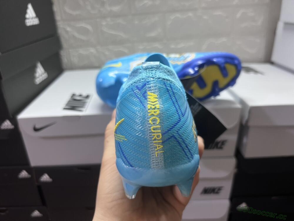 Unisex Kylian Mbappe x Nike Air Zoom Mercurial Vapor 15 Elite FG Firm Ground Low-Tops Football Boots - Blue/Yellow/Black