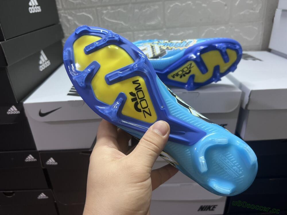 Unisex Kylian Mbappe x Nike Air Zoom Mercurial Vapor 15 Elite FG Firm Ground Low-Tops Football Boots - Blue/Yellow/Black