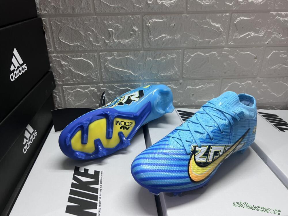 Unisex Kylian Mbappe x Nike Air Zoom Mercurial Vapor 15 Elite FG Firm Ground Low-Tops Football Boots - Blue/Yellow/Black
