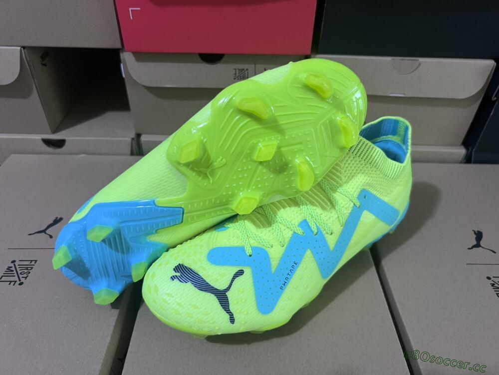 Men's Puma Future Ultimate FG Firm Ground Low-Tops Football Boots - Green/Blue/Black